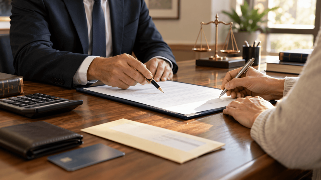 Professional Document Signing Scene